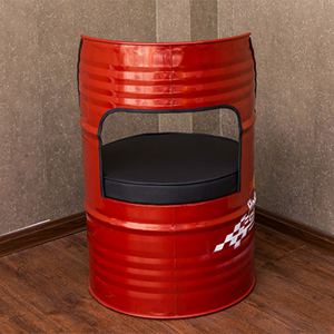 餐厅工业风家具尺寸定做 油桶框架软包椅 甜品店/清吧专用椅