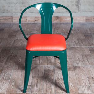 复古风格拼色铁艺软包餐椅 餐厅美式家具 创意靠背椅促销