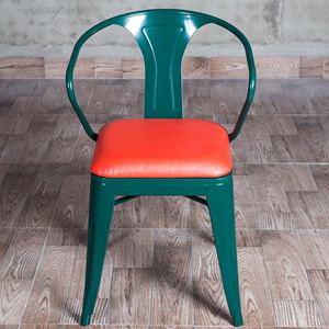 复古风格拼色铁艺软包餐椅 餐厅美式家具 创意靠背椅促销