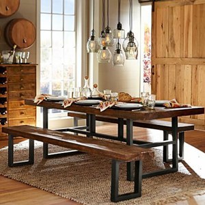 美式工业风桌椅厂家定制 铁艺松木长条桌 LOFT酒店做旧餐桌