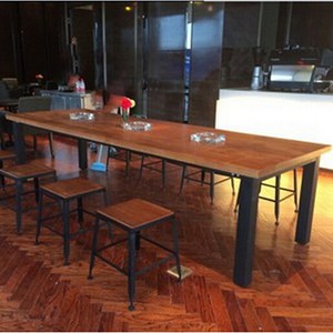 LOFT铁艺复古餐桌 铸铁脚实木甜品桌 奶茶/咖啡厅桌子定做