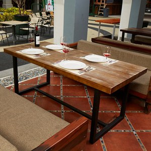 西餐厅美式家具 复古做旧松木餐桌 西餐厅休闲餐桌尺寸定做