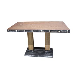 西餐厅/咖啡錧方形餐桌 银做旧包边脚架餐台 方形浮雕板台吧台