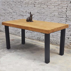 酒吧LOFT家具 铸铁方管简易餐桌 无尖角安全实木吧台桌 定制