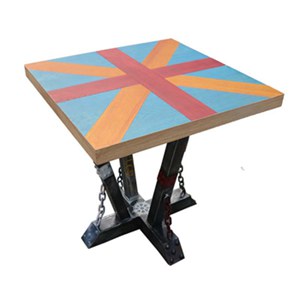 美式乡村实木餐桌 loft复古彩色条纹酒吧桌 铁艺休闲咖啡台