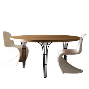 美式铁艺家具酒吧餐桌 创意三脚铁线圆台 酒店水曲柳原木桌