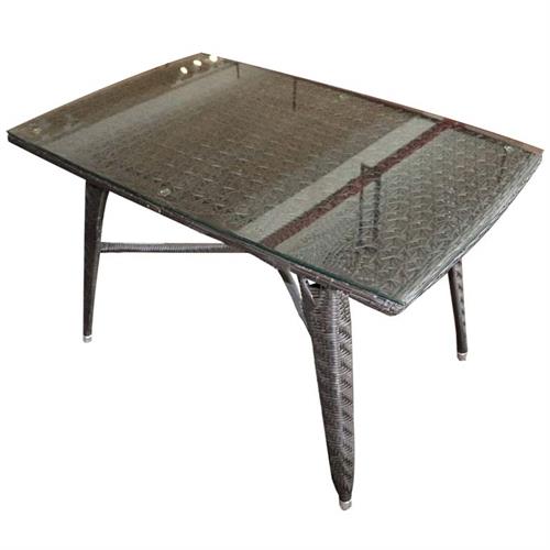 方形藤桌 桌面钢化玻璃 五金结构框架西餐桌