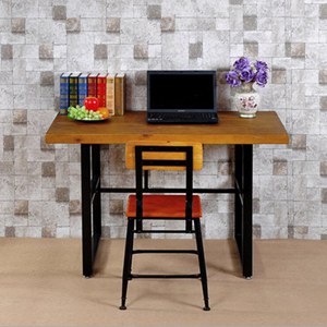 铸铁脚实木西餐厅桌子 2人位美式工业风餐桌 餐厅桌椅尺寸定做