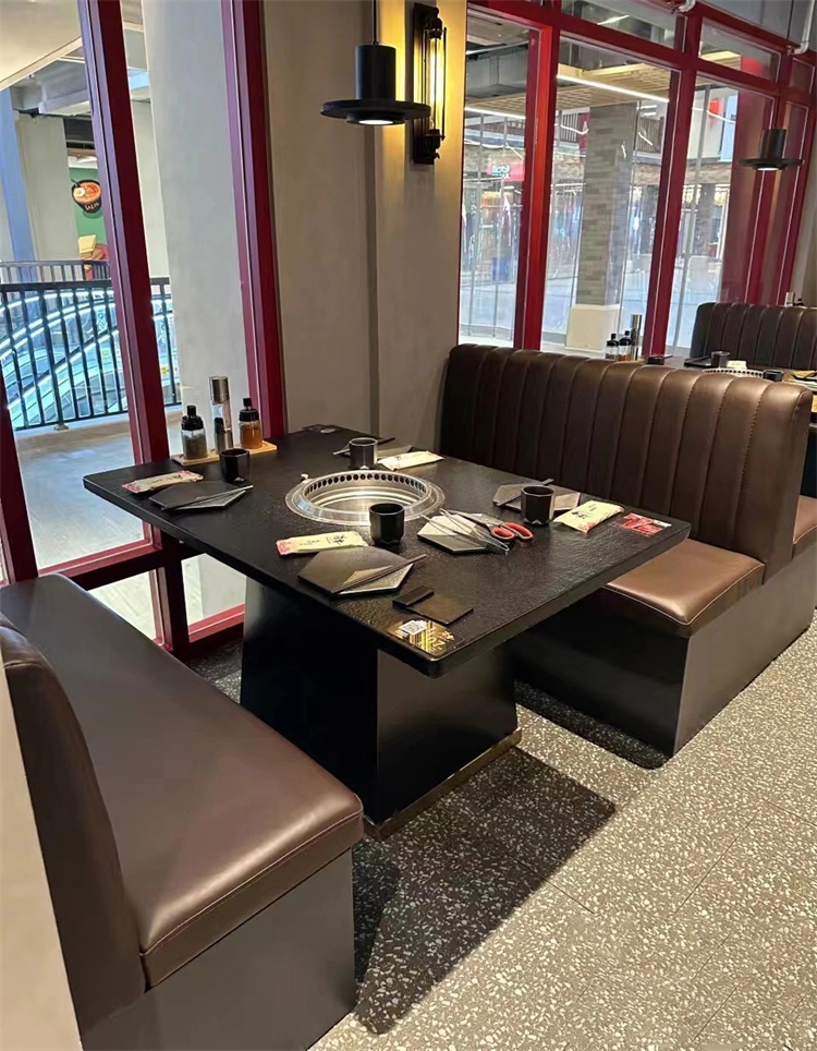 烤肉店自助无烟烧烤桌火烧石烤肉桌