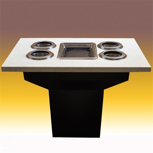 4人位大理石台面一人一锅小火锅无烟自助烧烤桌