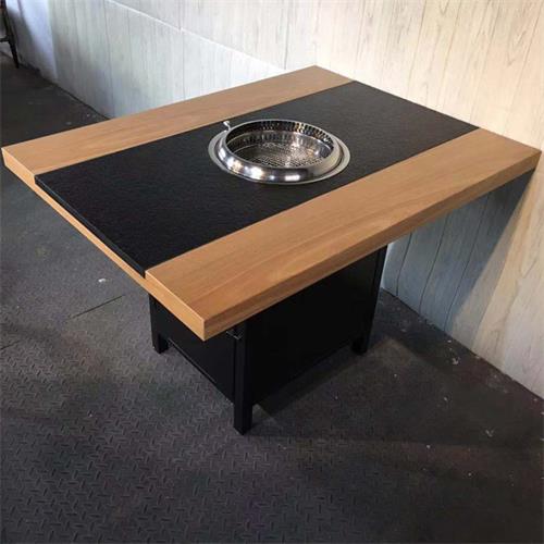 自助烤肉木碳烧烤桌_韩式纸上自助烧烤火烧石烤肉桌子