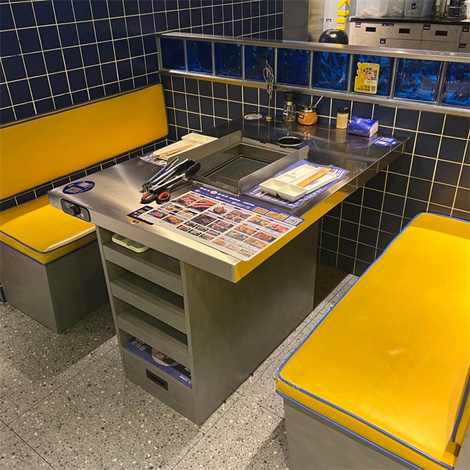 韩式自助烤肉店不锈钢台面电烤烤肉桌