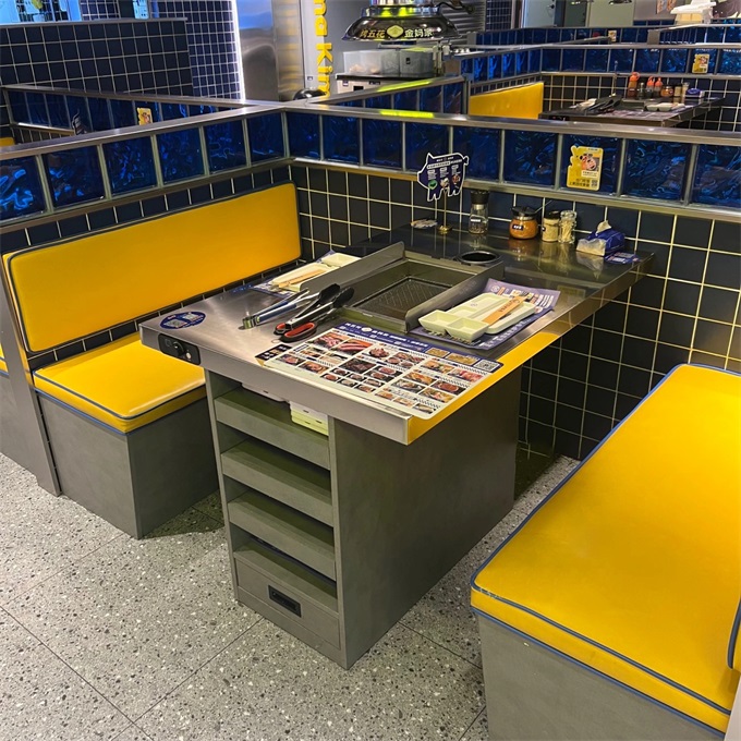 韩式自助烤肉店不锈钢台面电烤烤肉桌