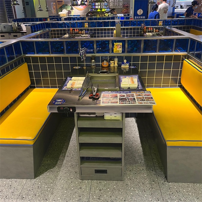 韩式自助烤肉店不锈钢台面电烤烤肉桌