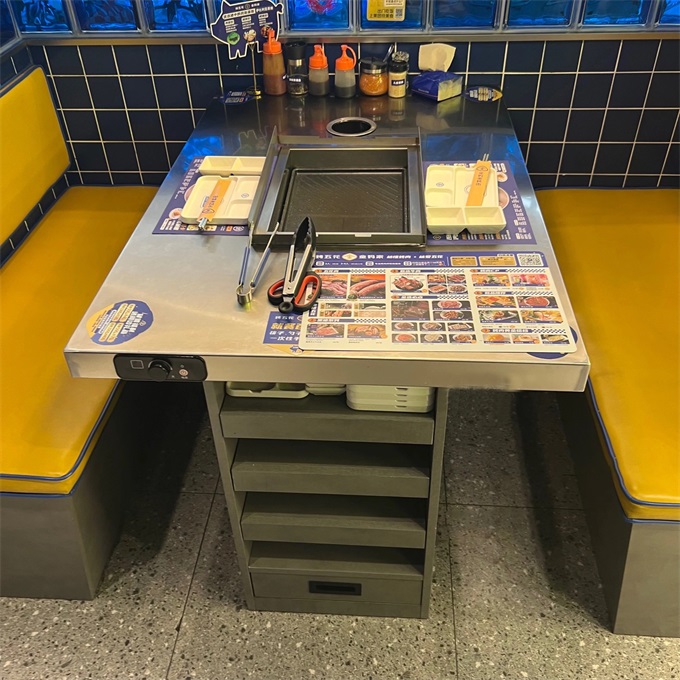 韩式自助烤肉店不锈钢台面电烤烤肉桌