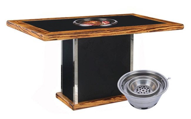 烧烤店下排烟系统木炭烧烤炉_日式下排烟炭火烤肉桌子