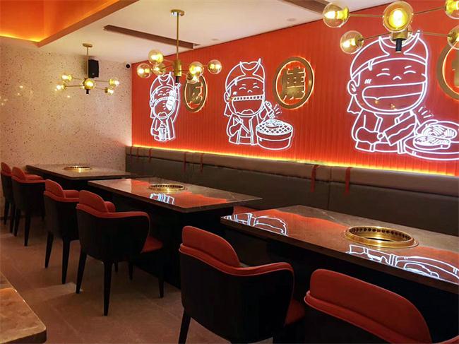 韩式烤肉店下排烟带净化器烤肉桌子