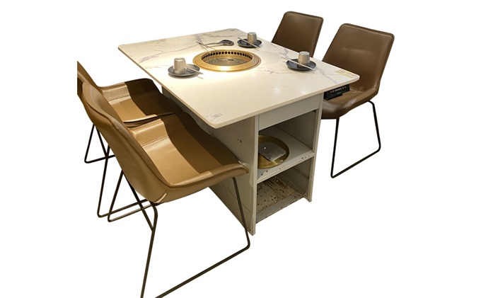 云南大理石烧烤桌子_烧烤店自助烧烤桌