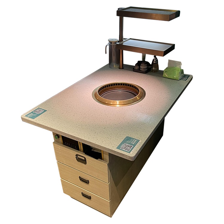 韩式烤肉店下排式无烟纸上烧烤桌