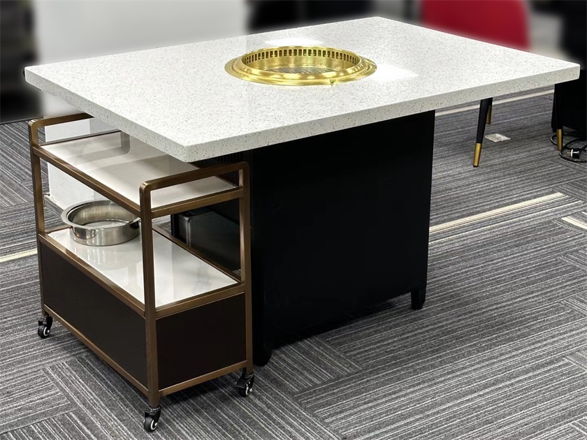 自助烤肉店炭烤烤肉无烟净化大理石烤肉桌