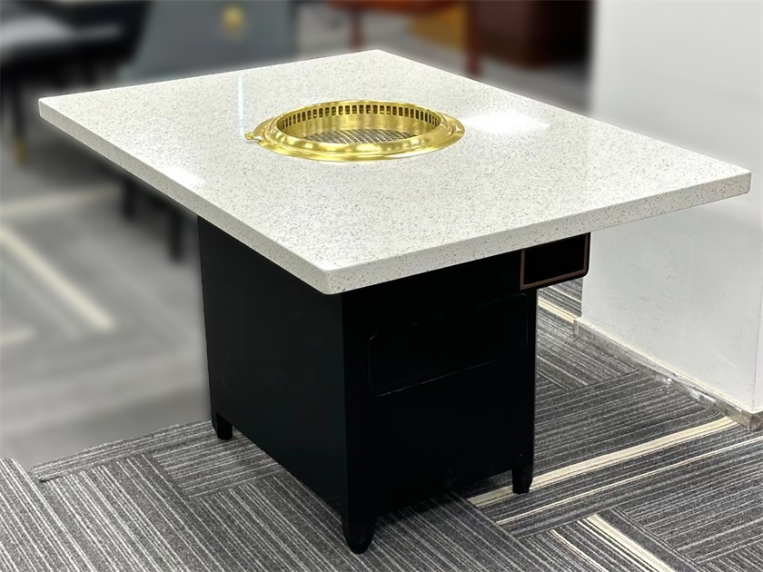 自助烤肉店炭烤烤肉无烟净化大理石烤肉桌