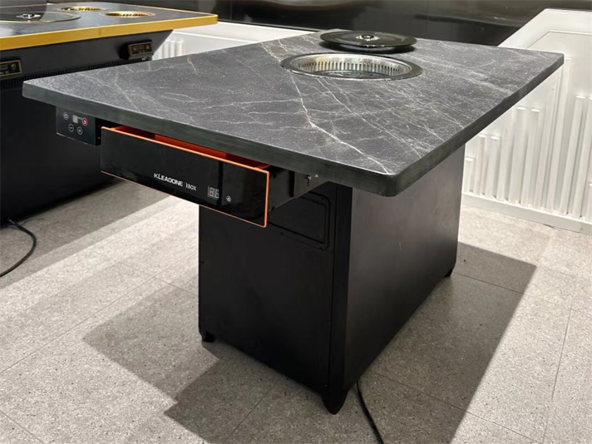 烤肉店火烧石台面商用无烟自净化电烤烤肉桌