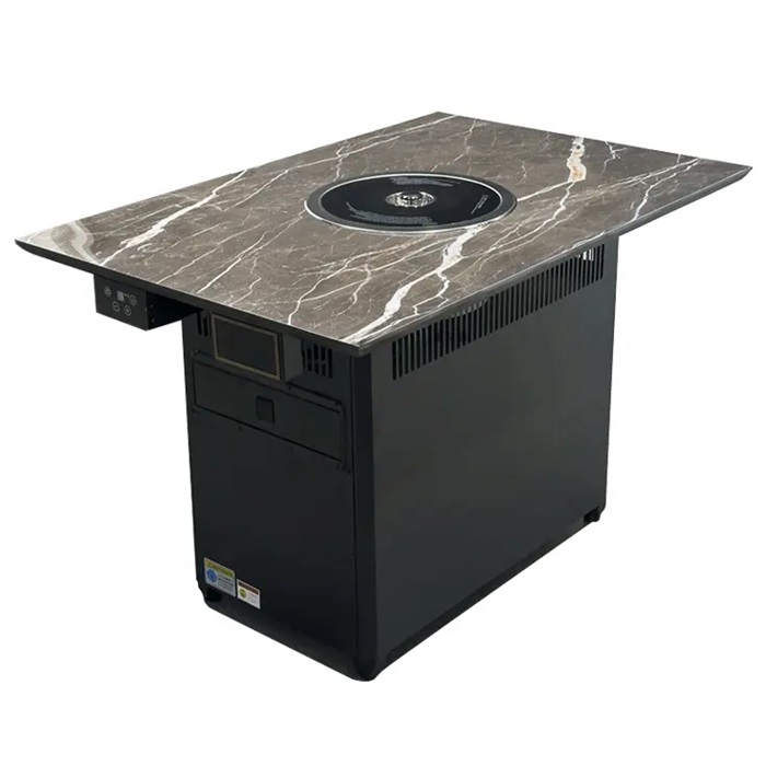 岩板无烟烤肉桌 商用电烤炉餐桌 智能控温静音排烟系统