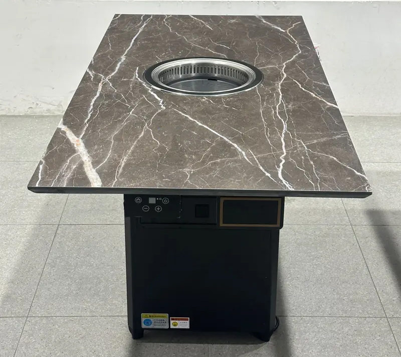 岩板无烟烤肉桌 商用电烤炉餐桌 智能控温静音排烟系统