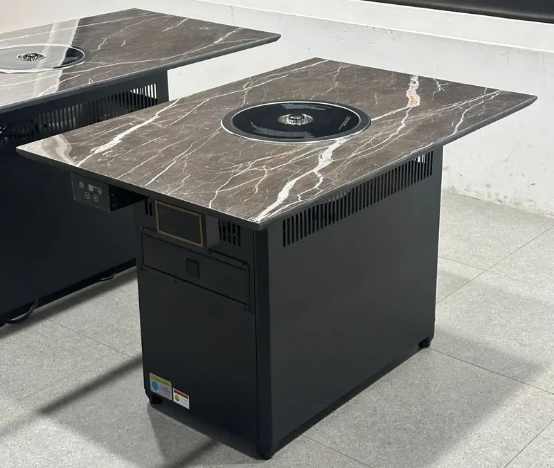 岩板无烟烤肉桌 商用电烤炉餐桌 智能控温静音排烟系统