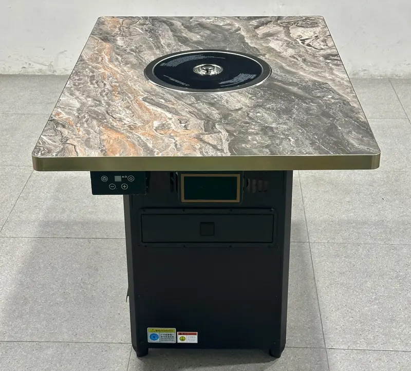 自助餐厅专用岩板台面商用智能无烟烤肉桌