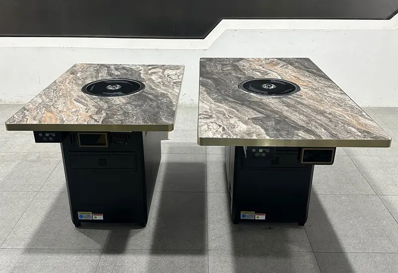 自助餐厅专用岩板台面商用智能无烟烤肉桌