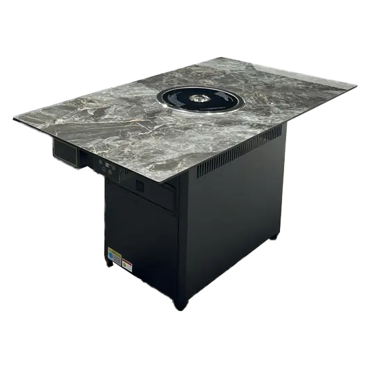 商用无烟烤肉桌｜岩板桌面一体式电烤炉设计