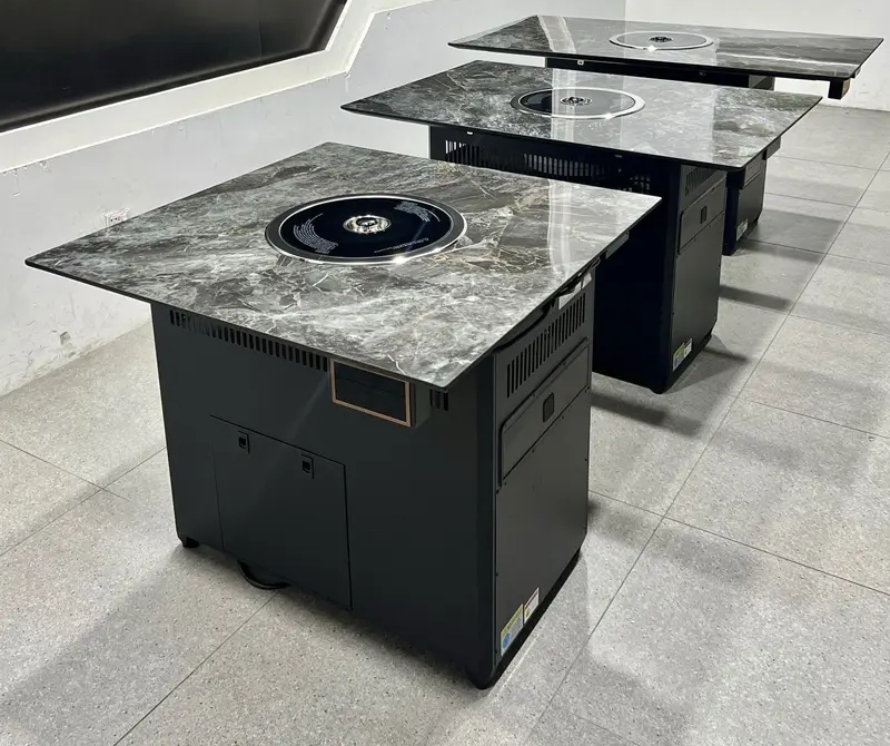 商用无烟烤肉桌|岩板桌面一体式电烤炉设计