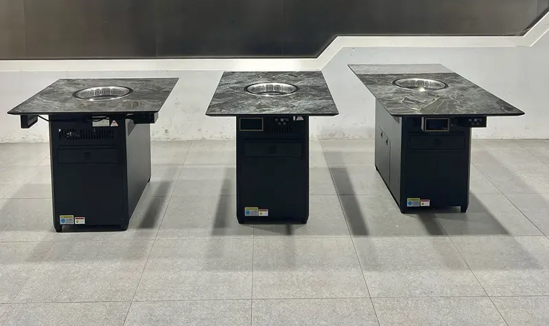 商用无烟烤肉桌|岩板桌面一体式电烤炉设计