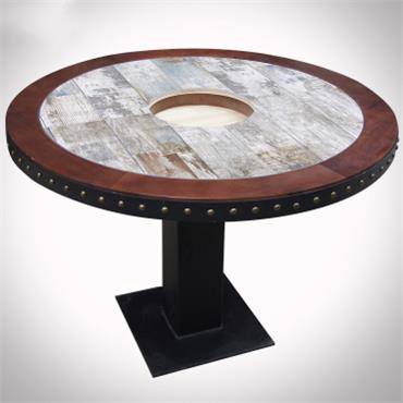 外婆家实木复古工业风主题餐厅烤鱼烤涮火锅桌