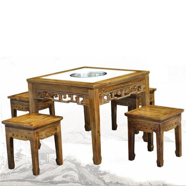 古典中式实木火锅桌椅组合
