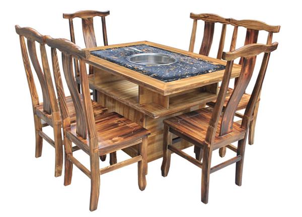 大理石实木柜式仿古碳化火锅桌椅款式1