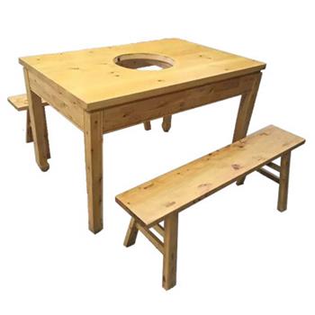 全实木电磁炉燃气灶火锅桌 中式实木火锅桌