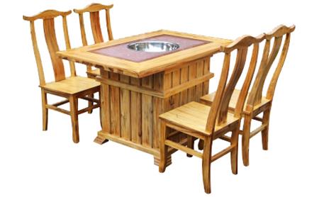 实木复古大理石煤气灶电磁炉火锅桌椅