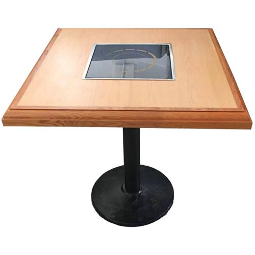 现代时尚铁艺桌脚实木桌面电磁火锅桌