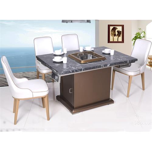 2019新款无烟火锅桌椅_不锈钢无烟火锅桌_大理石无烟宝火锅桌