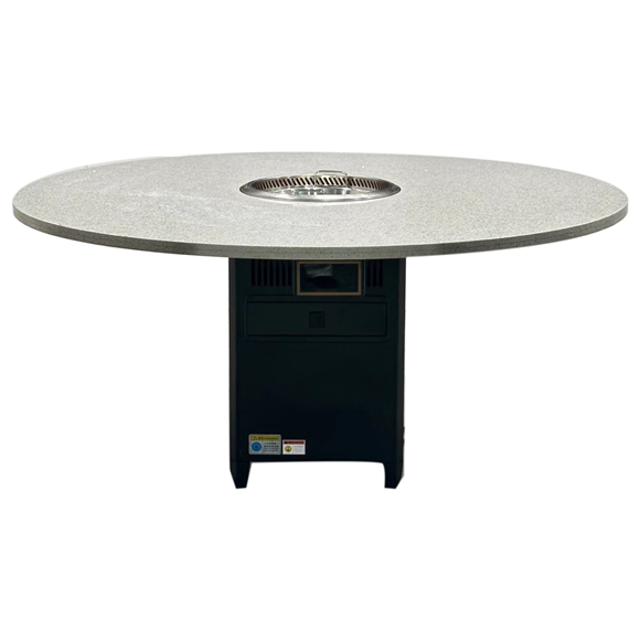 火锅店圆形大理石智能无烟净化火锅桌