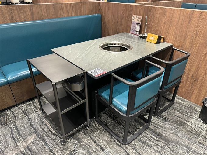 新款自净化大理石下沉式无烟火锅桌