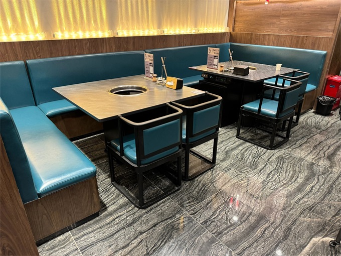 新款自净化大理石下沉式无烟火锅桌