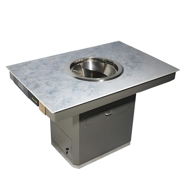 智能自带无烟净化器大理石无烟火锅桌