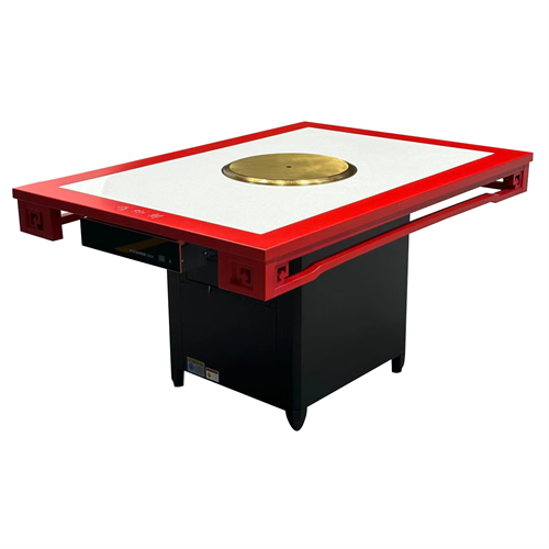 中式复古火锅店实木封边大理石无烟净化火锅桌