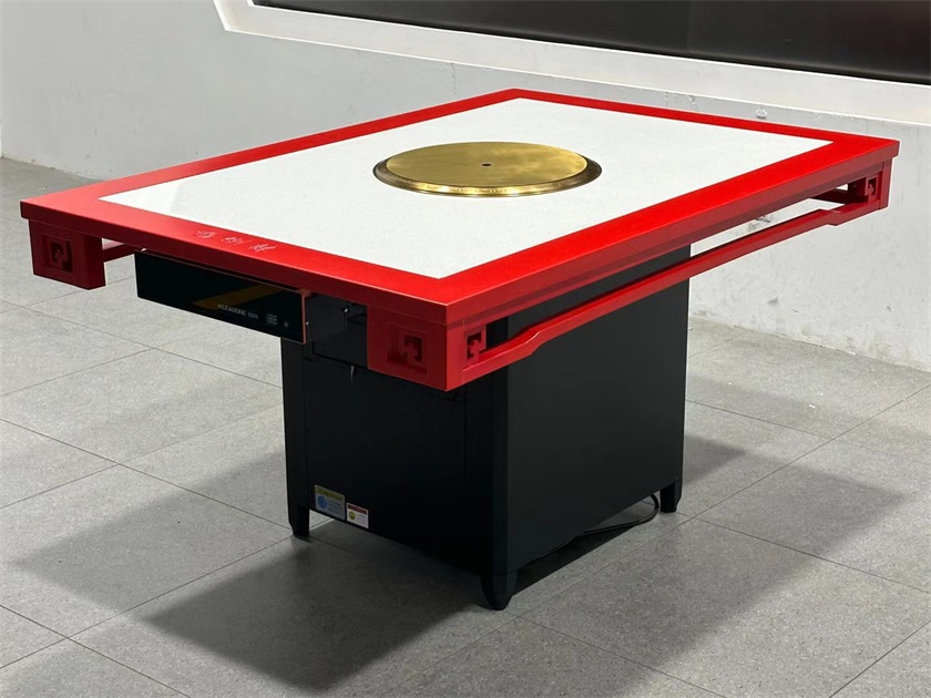 中式复古火锅店实木封边大理石无烟净化火锅桌