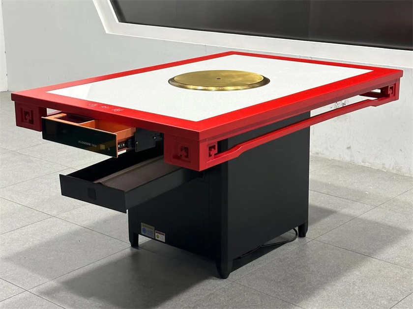 中式复古火锅店实木封边大理石无烟净化火锅桌