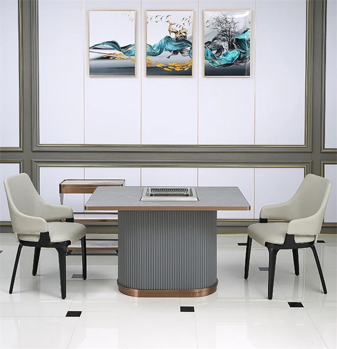 时尚轻奢下排风智能无烟净化火锅桌