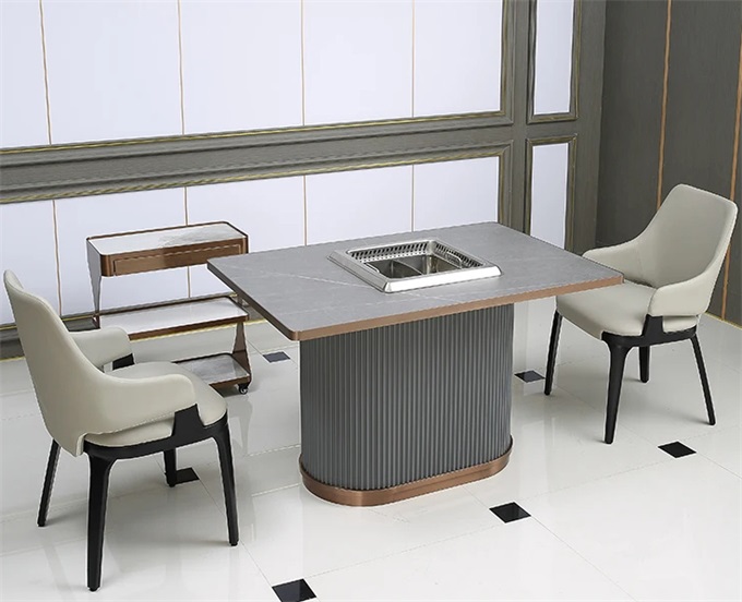 时尚轻奢下排风智能无烟净化火锅桌